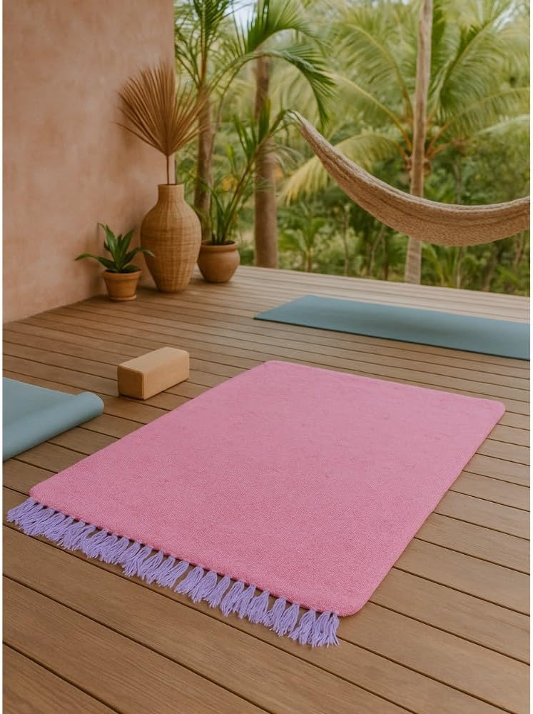 Open Road Goods Solid Color Mexican Yoga Blanket – Large Handwoven Throw for Yoga, Beach, Camping or Home – Soft and Durable Cotton Blend - Image 3